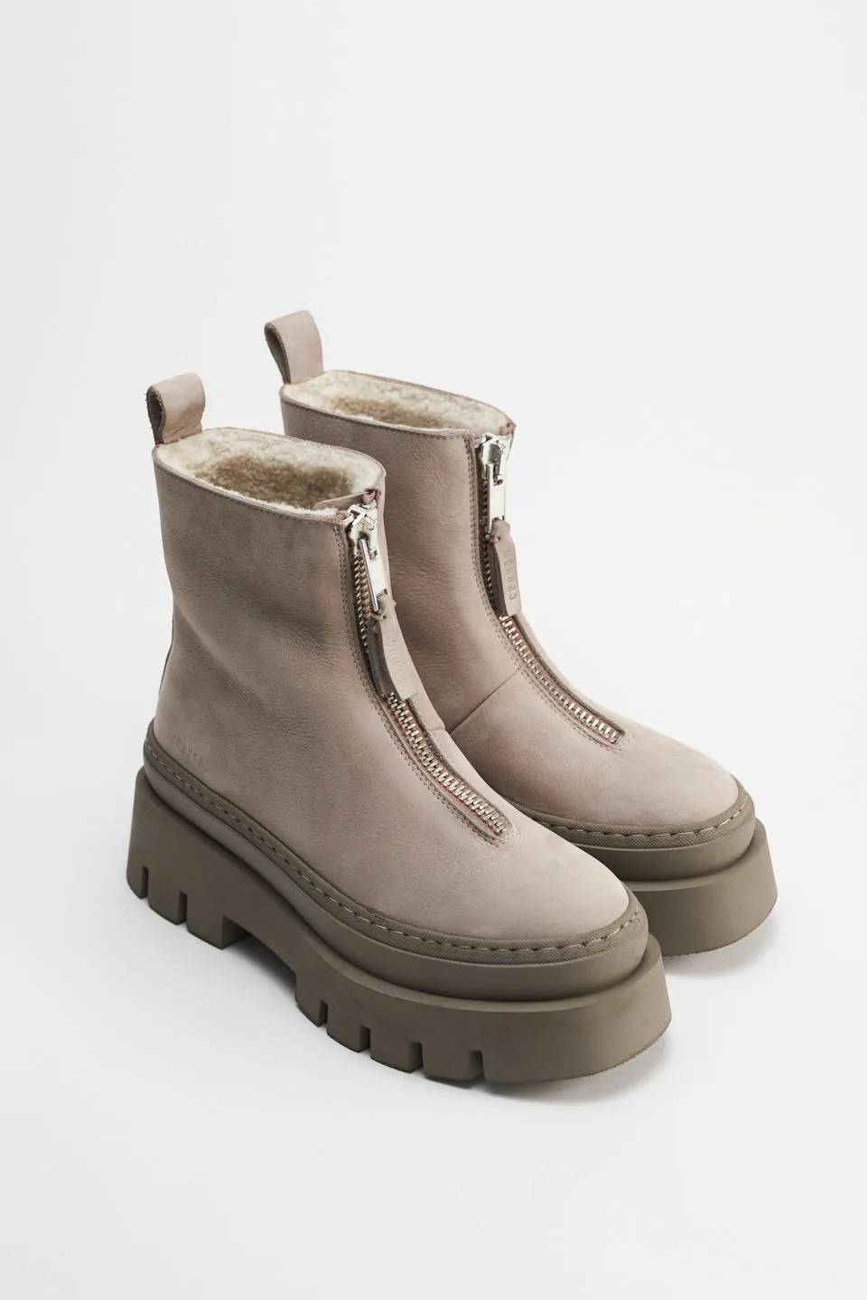 Nabuc Greige Front Zip Winter Boots