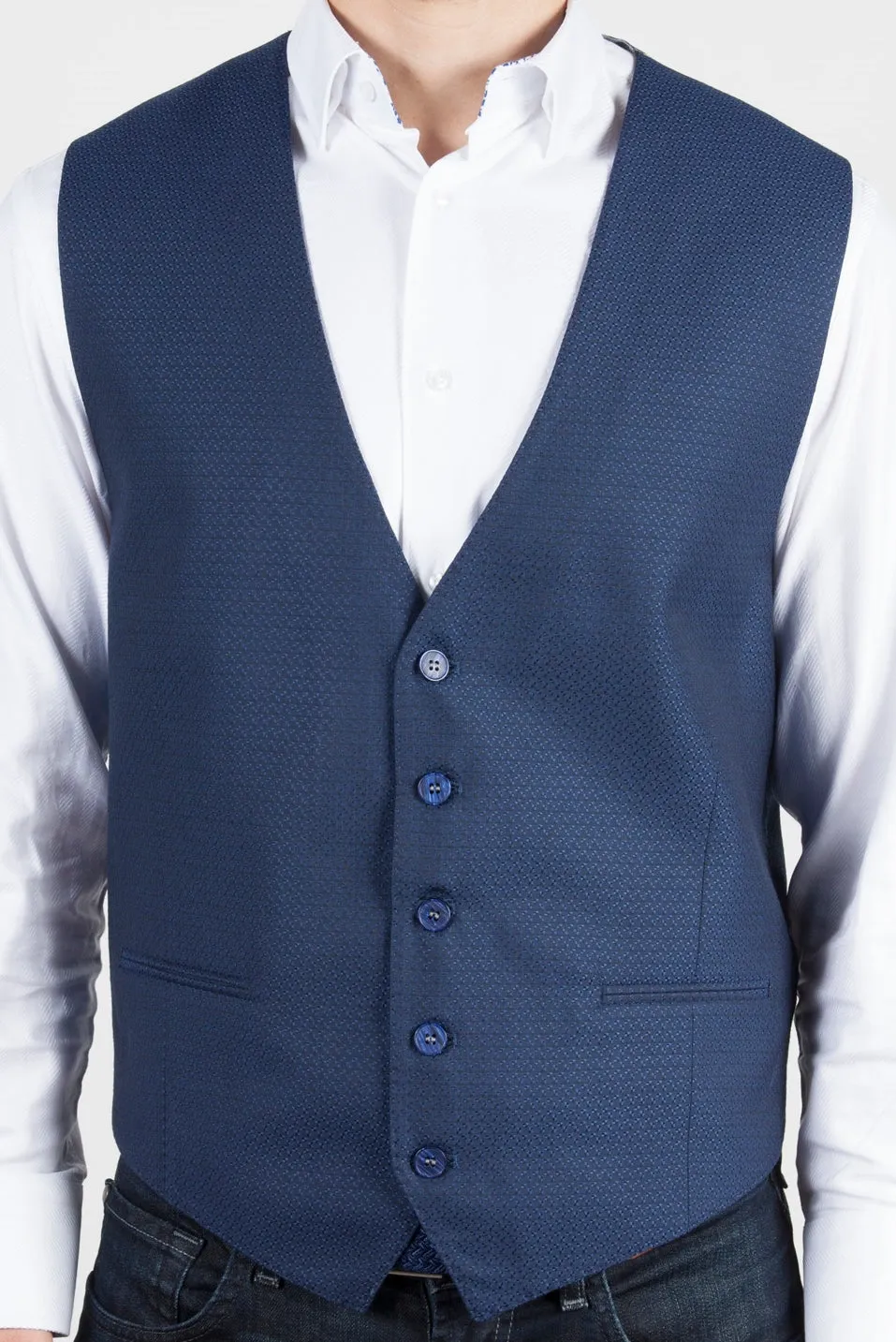 Navy Jacquard Formal Vest