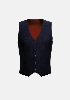 Navy Microcheck Vest