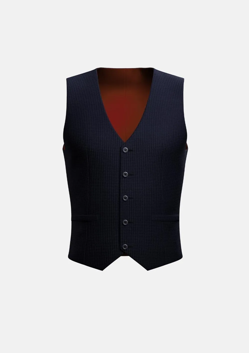 Navy Microcheck Vest