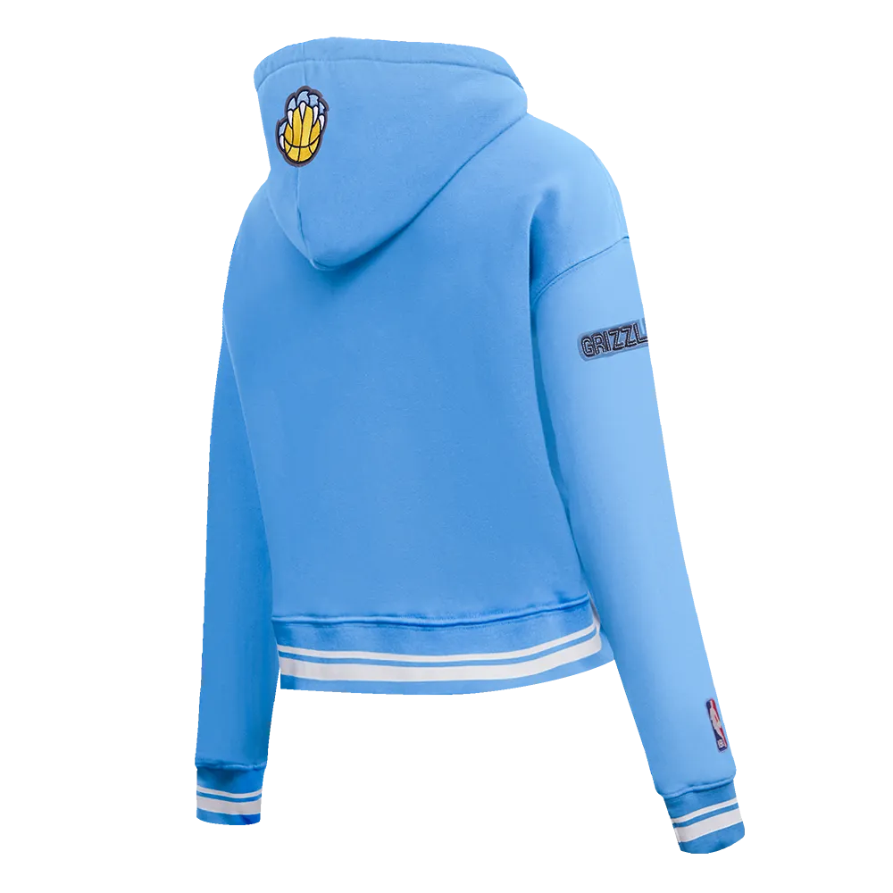 NBA MEMPHIS GRIZZLIES RETRO CLASSIC WOMEN'S RIB CROPPED PO HOODIE (UNIVERSITY BLUE)