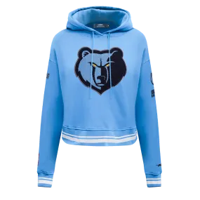 NBA MEMPHIS GRIZZLIES RETRO CLASSIC WOMEN'S RIB CROPPED PO HOODIE (UNIVERSITY BLUE)