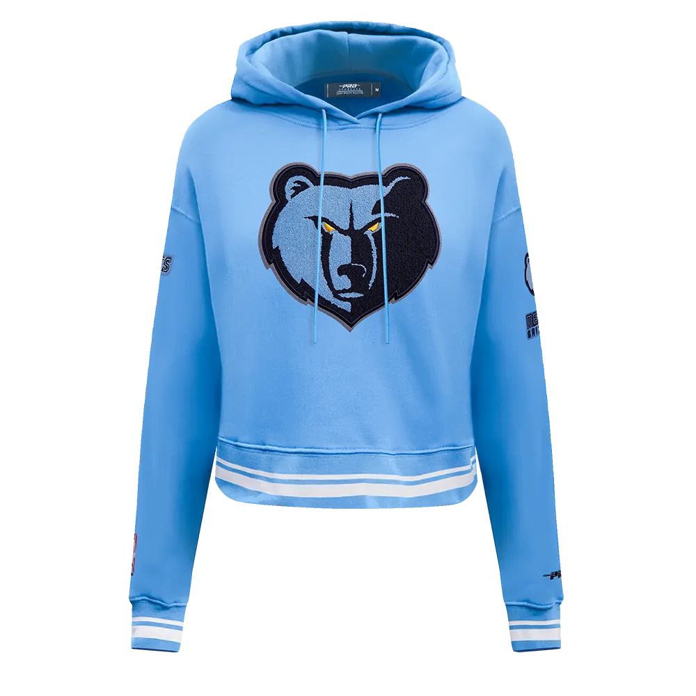 NBA MEMPHIS GRIZZLIES RETRO CLASSIC WOMEN'S RIB CROPPED PO HOODIE (UNIVERSITY BLUE)