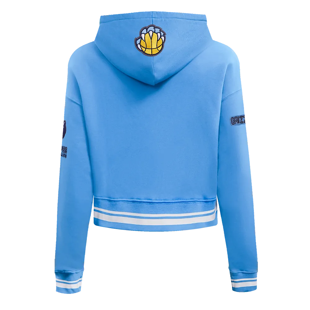 NBA MEMPHIS GRIZZLIES RETRO CLASSIC WOMEN'S RIB CROPPED PO HOODIE (UNIVERSITY BLUE)