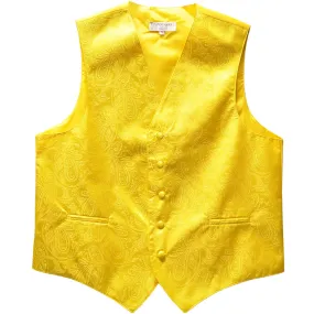 New formal men's tuxedo vest waistcoat only paisley pattern prom wedding yellow