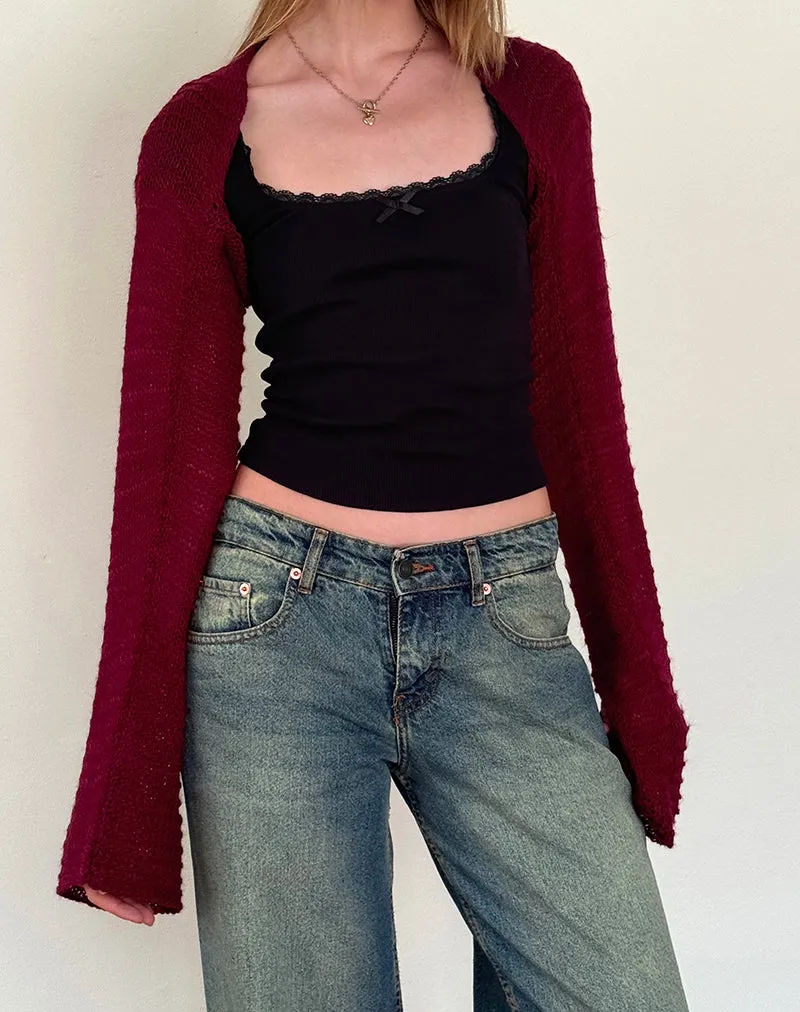 Nobila Knitted Shrug Top in Burgundy