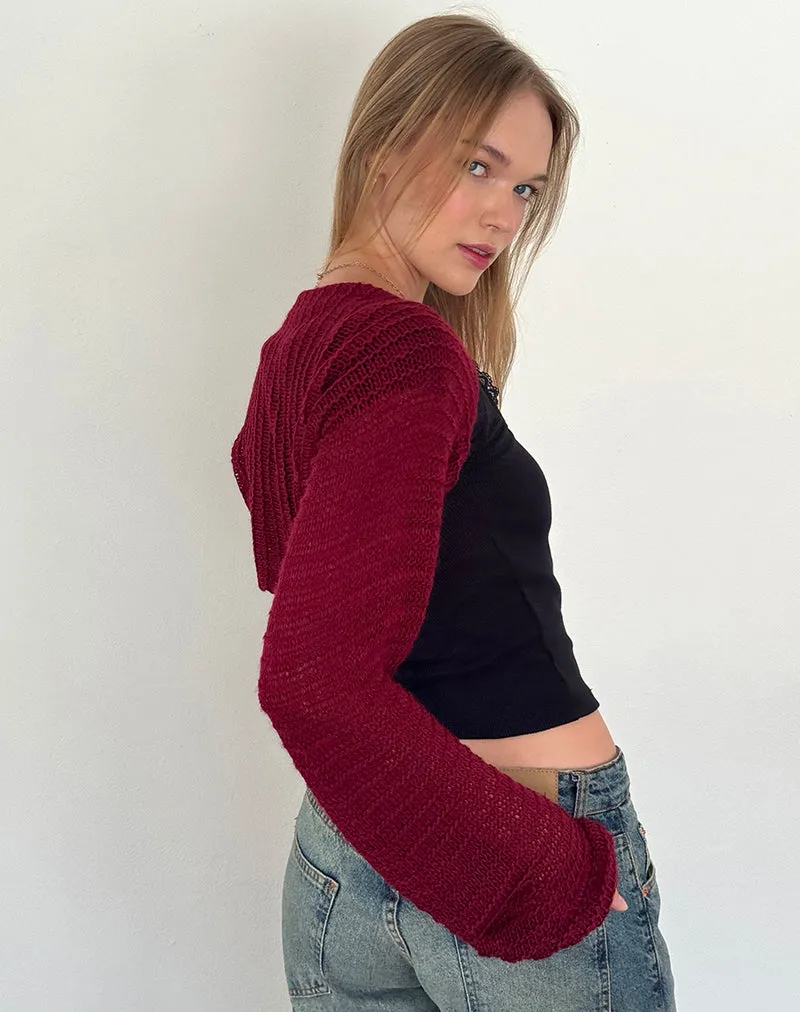 Nobila Knitted Shrug Top in Burgundy