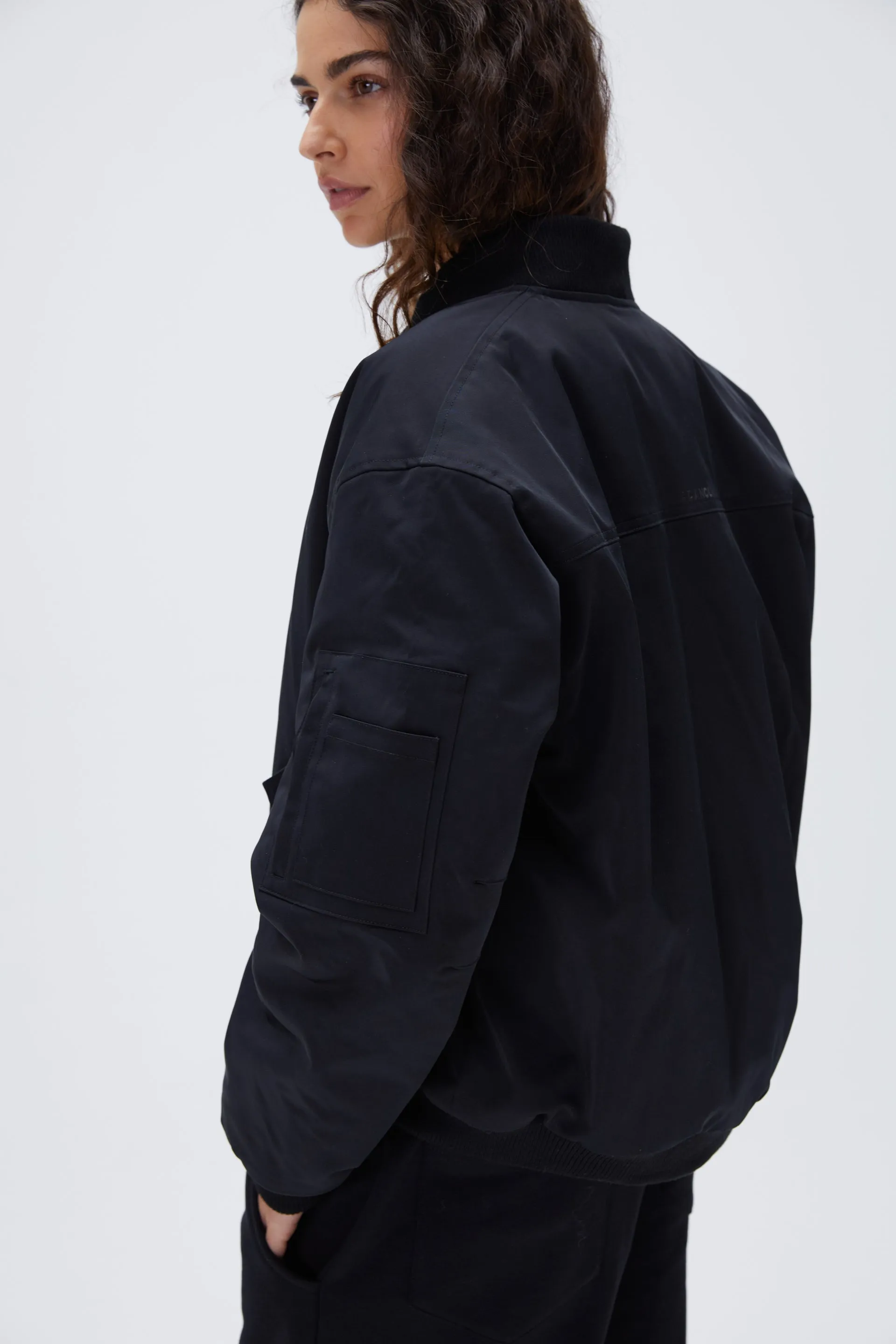 Oversized Bomber Jacket - Black