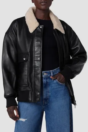 Oversized Leather Bomber Jacket