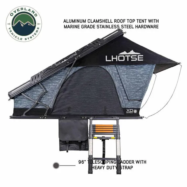 OVS XD Lhotse Clam Shell Aluminum Hard Shell Roof Top Tent, Blue Body & Black Rainfly