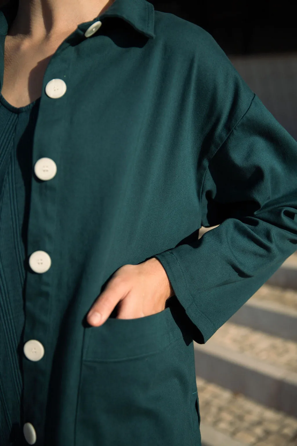 Painters Oversized Shirt Jacket - Rich Teal