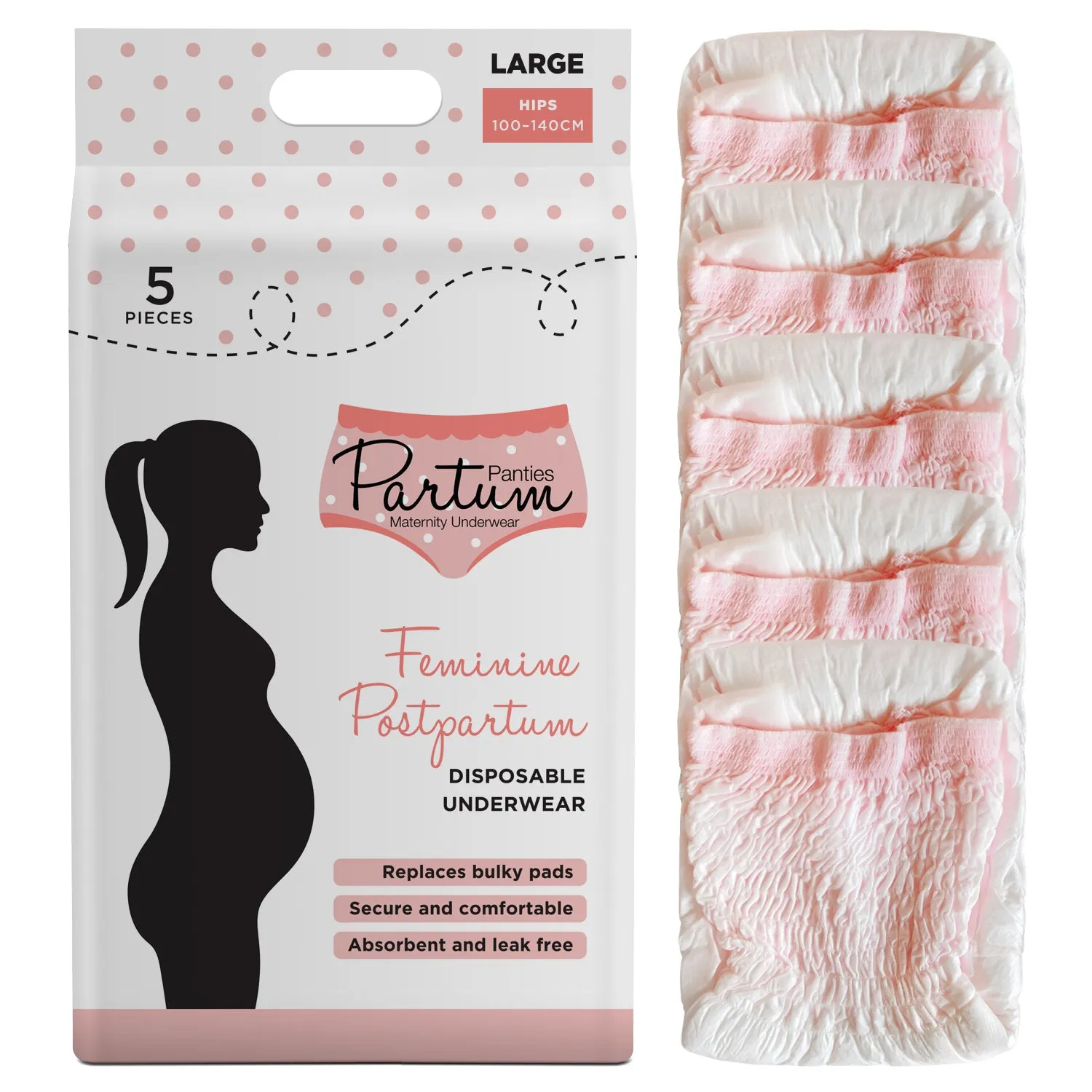 Partum Panties -  Starter Bundle 3 x packs of Disposable Postpartum Underwear - Large