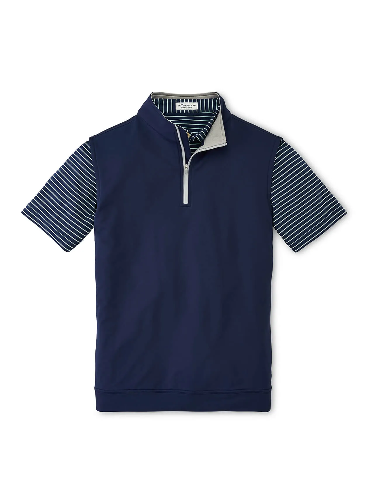 Peter Millar Galway Performance Customized Quarter Zip Vests, Navy