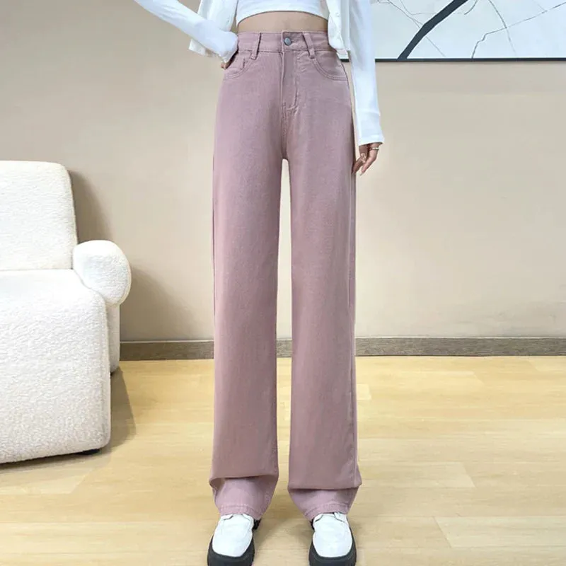 Pink Wide Leg High Waist Jeans