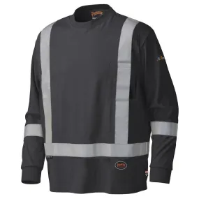 Pioneer Men's Hi Vis Long Sleeve Shirt - Flame Resistant, HRC 2, 7.5 oz Flame-Gard Cotton, CSA Certified, Reflective Tape, Pocket | Sizes M-5XL