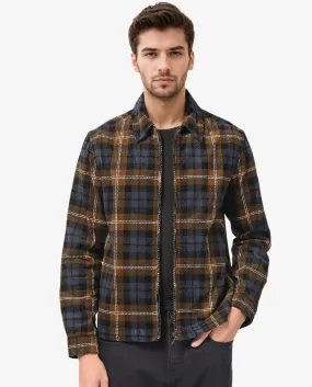 Rare Rabbit Men's Marino Black Cotton Fabric Full Sleeves Zip Closure Twill Checks Shacket