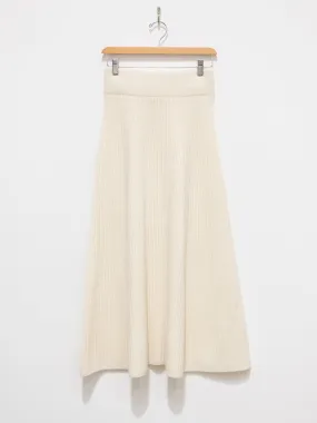 Ribbed Knit Skirt - White