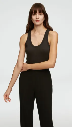 Ribbed Tank in Cotton Elastane | Black