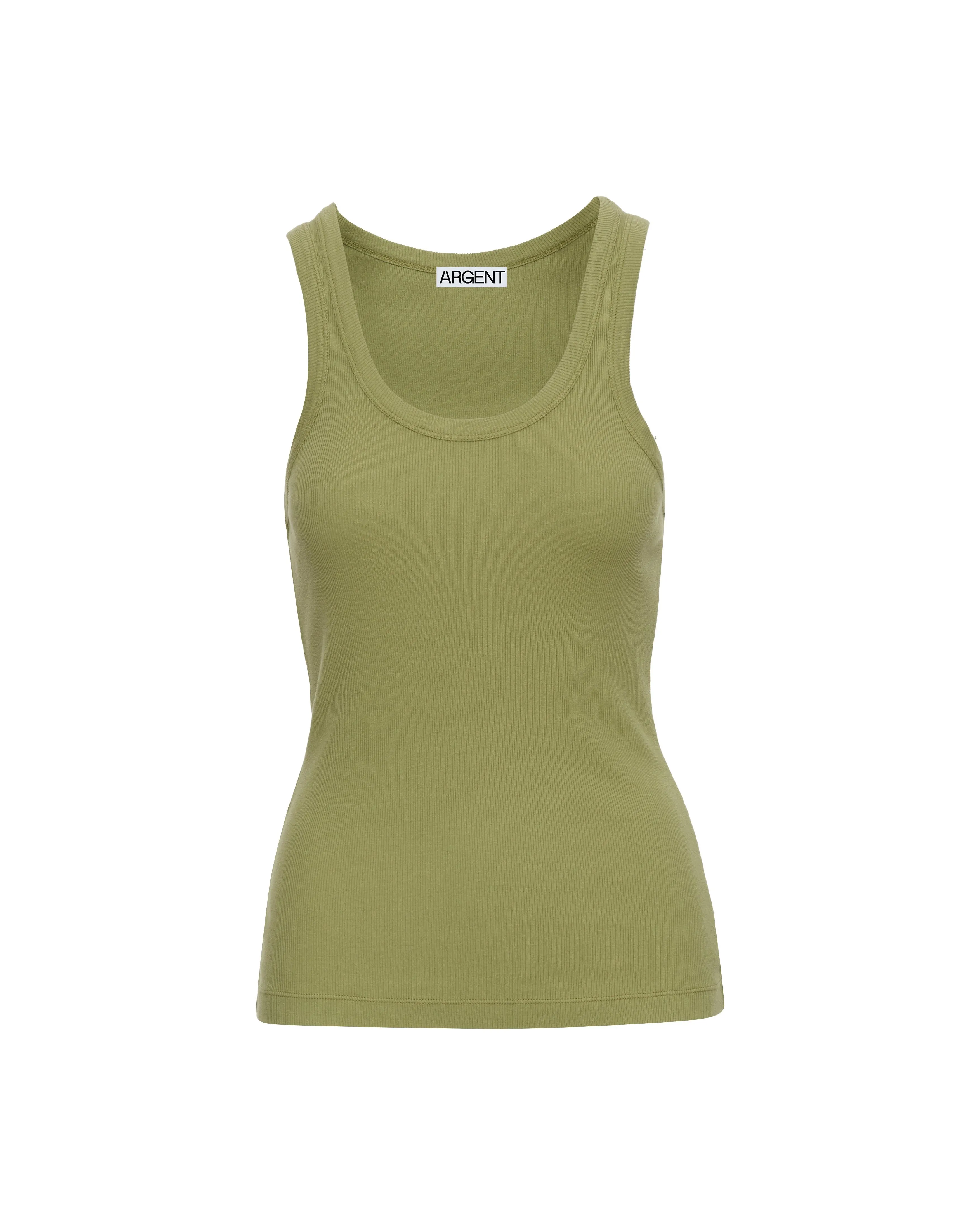 Ribbed Tank in Cotton Elastane | Sage