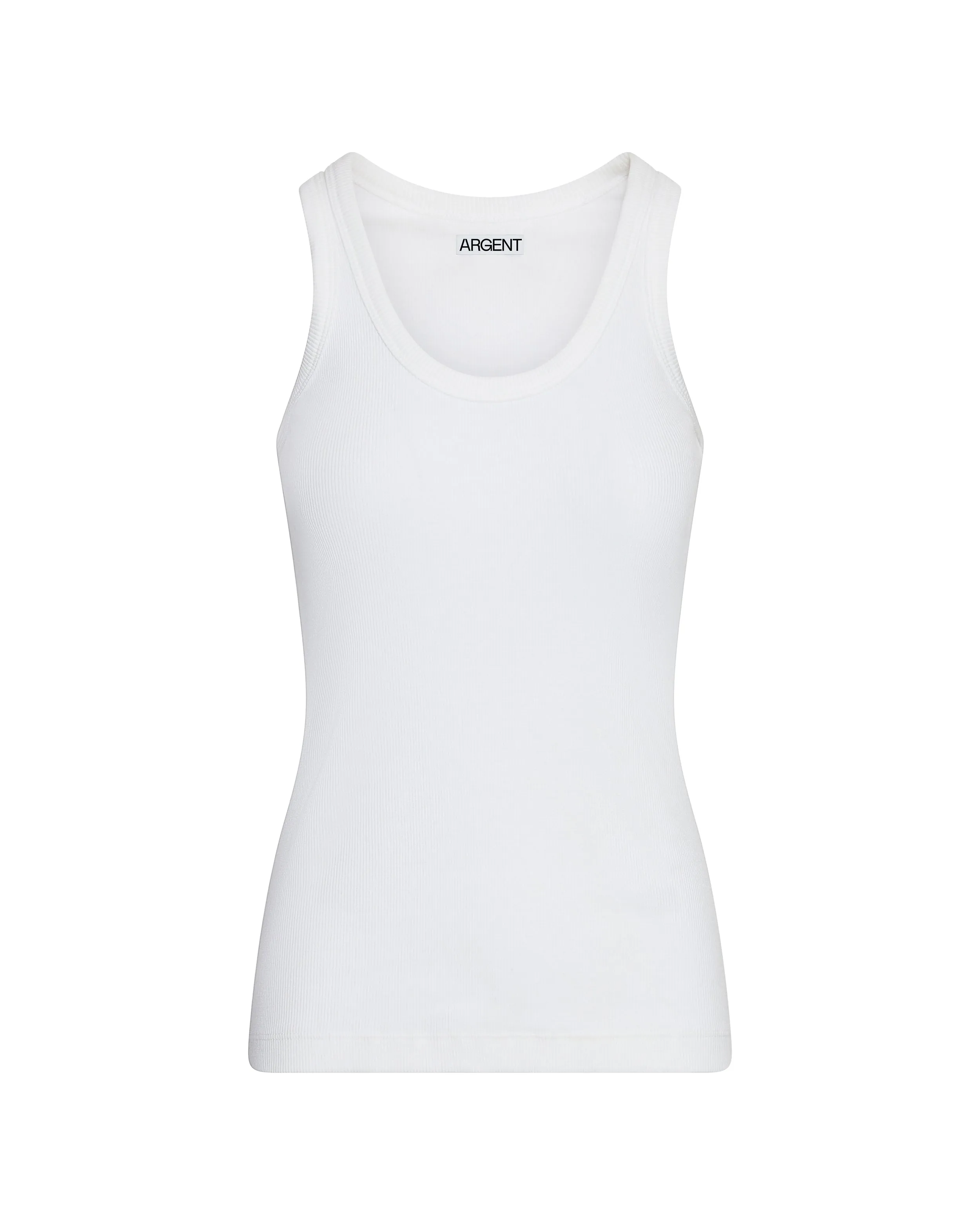 Ribbed Tank in Cotton Elastane | White