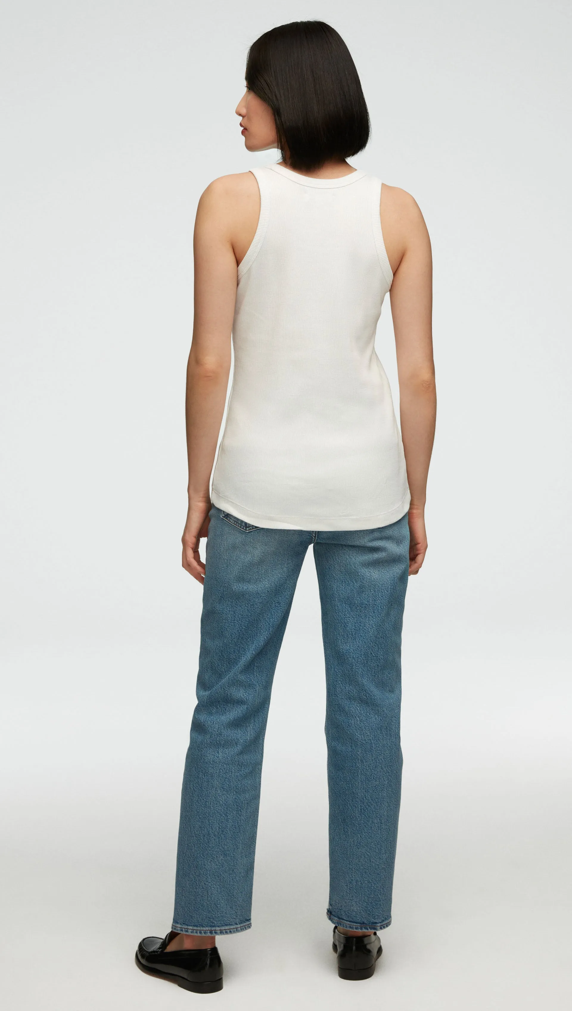 Ribbed Tank in Cotton Elastane | White