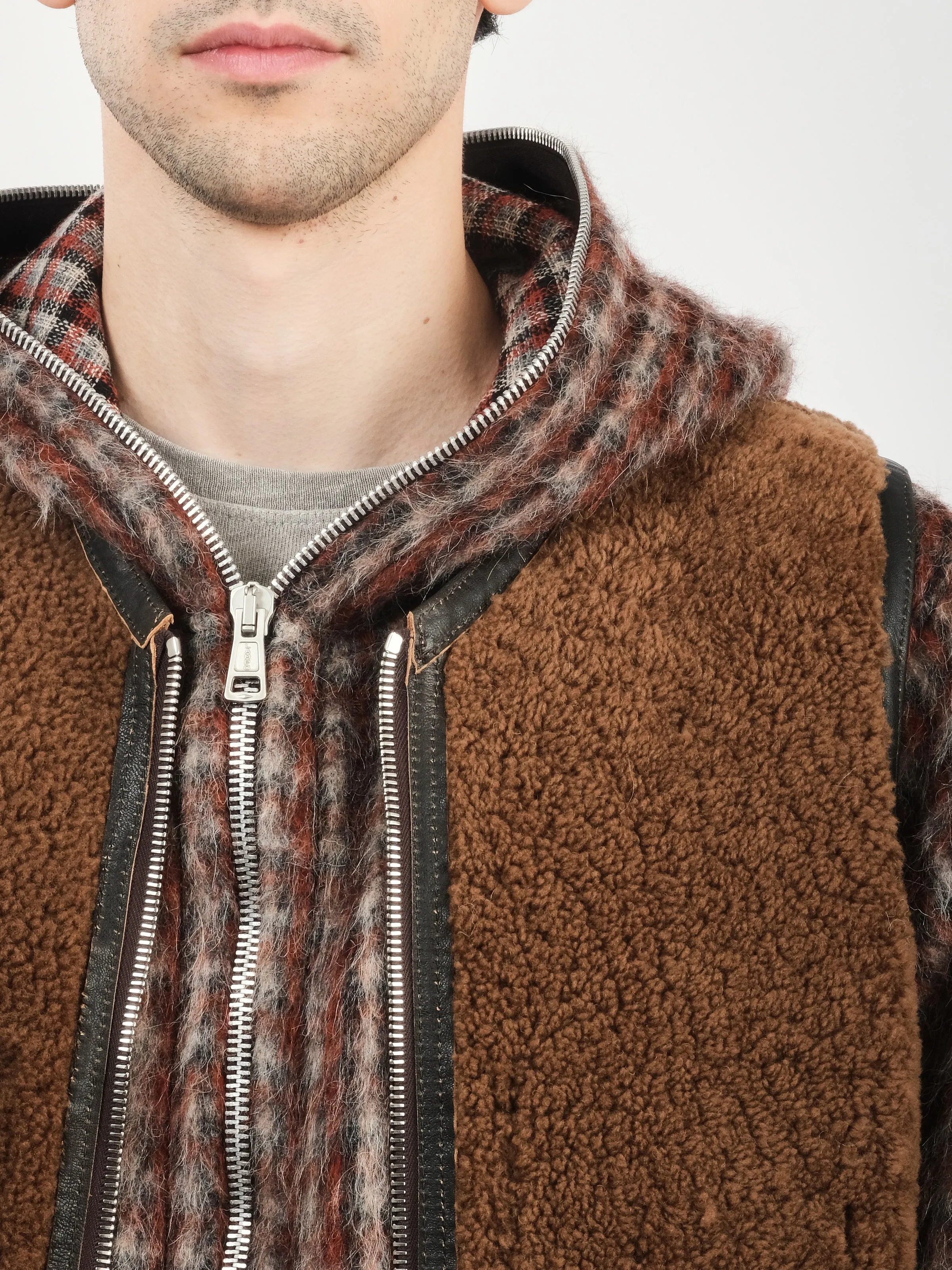 Rustic Grain Brown Reversible Shearling Vest