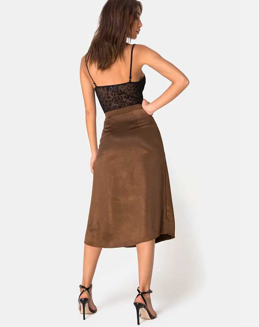 Saika Skirt in Satin Brown