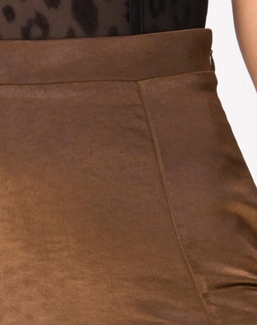 Saika Skirt in Satin Brown