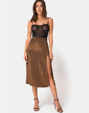 Saika Skirt in Satin Brown