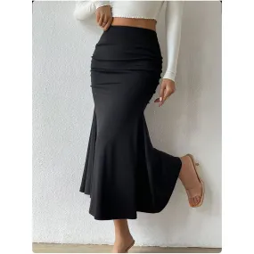 Satin Pencil Long Skirt