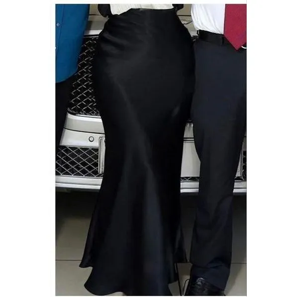 Satin Pencil Long Skirt