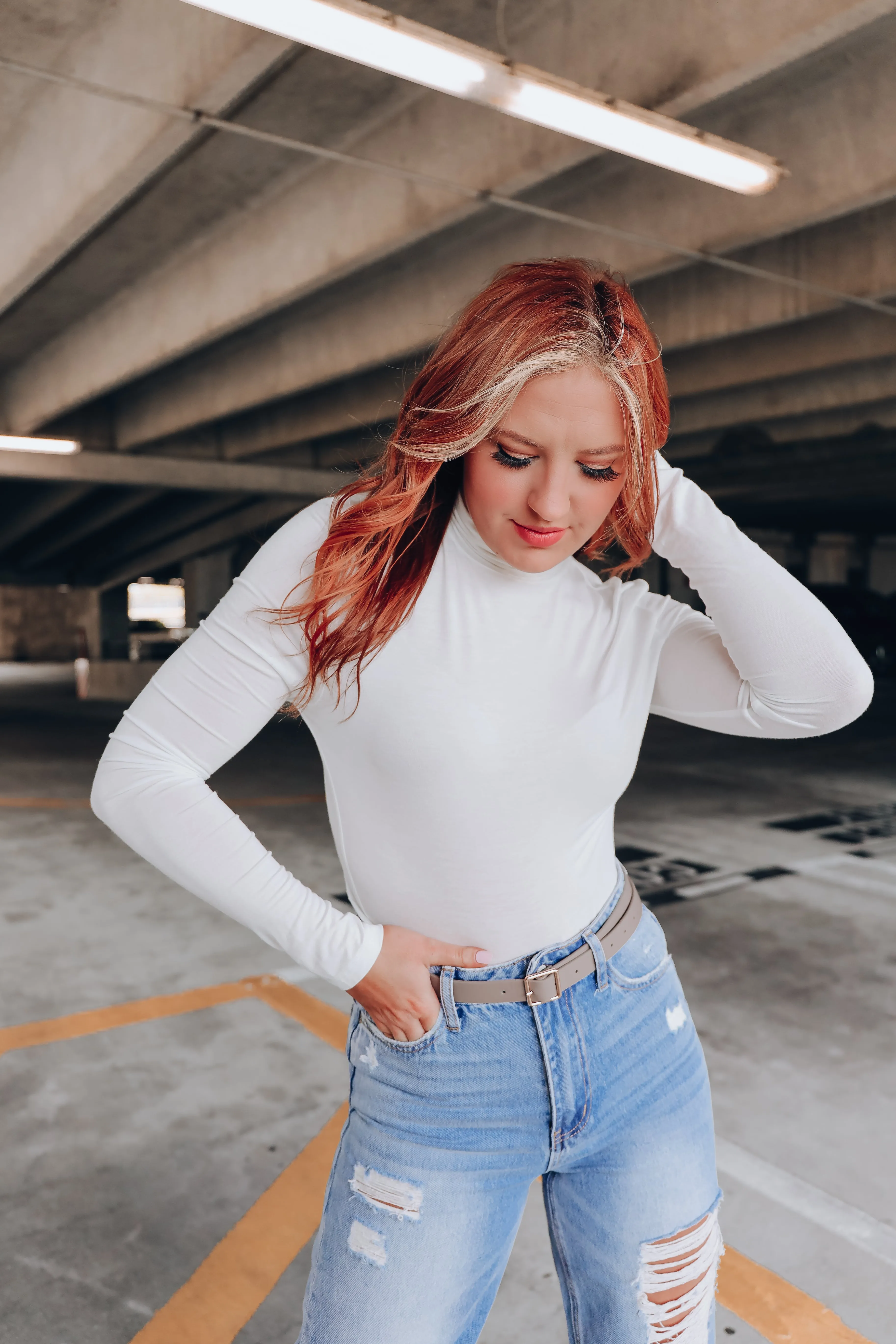 Seamless Day Turtleneck Crop Top - White