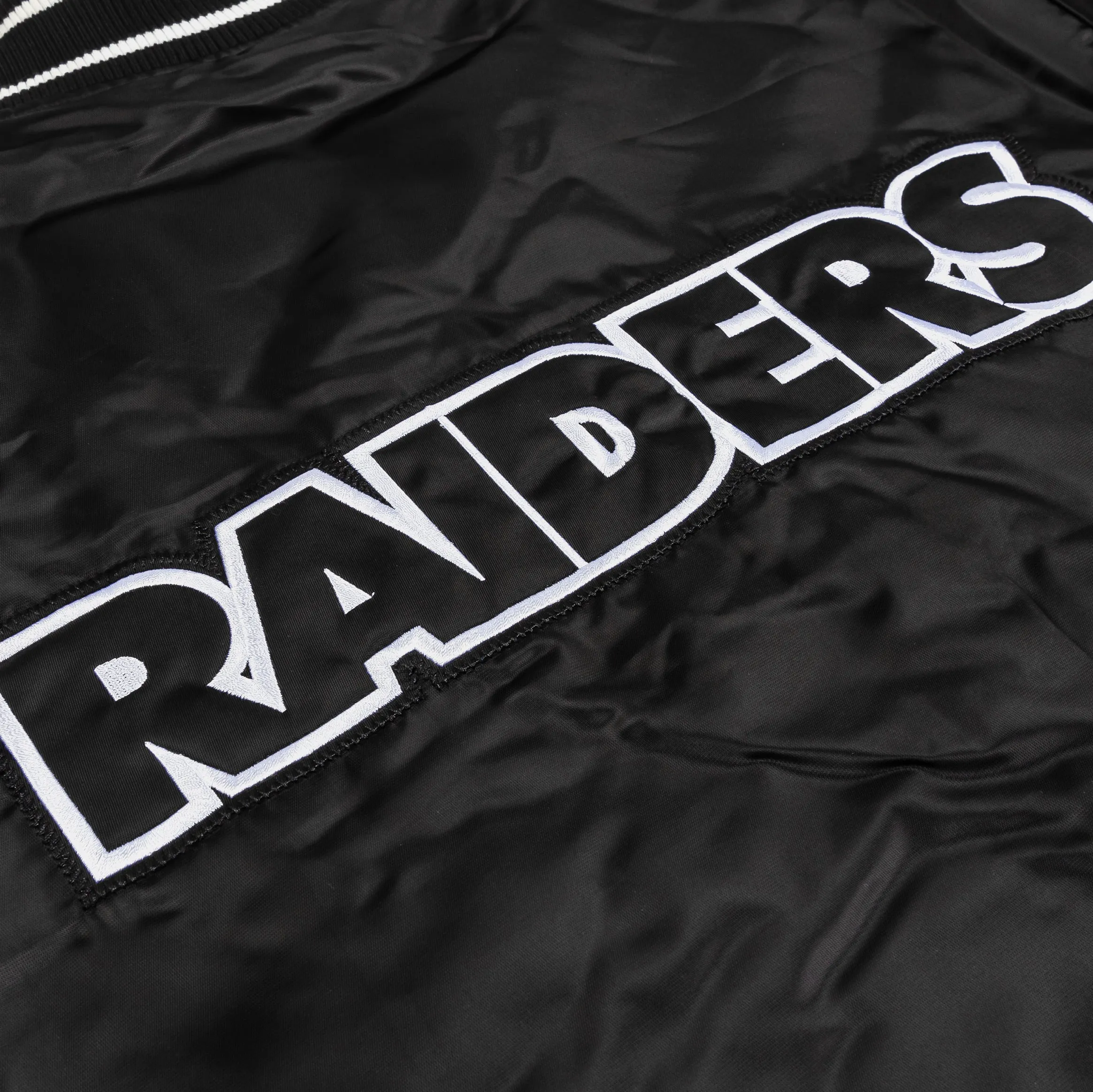 Shoe Palace Exclusive Las Vegas Raiders Satin Bomber Mens Jacket (Black/White)