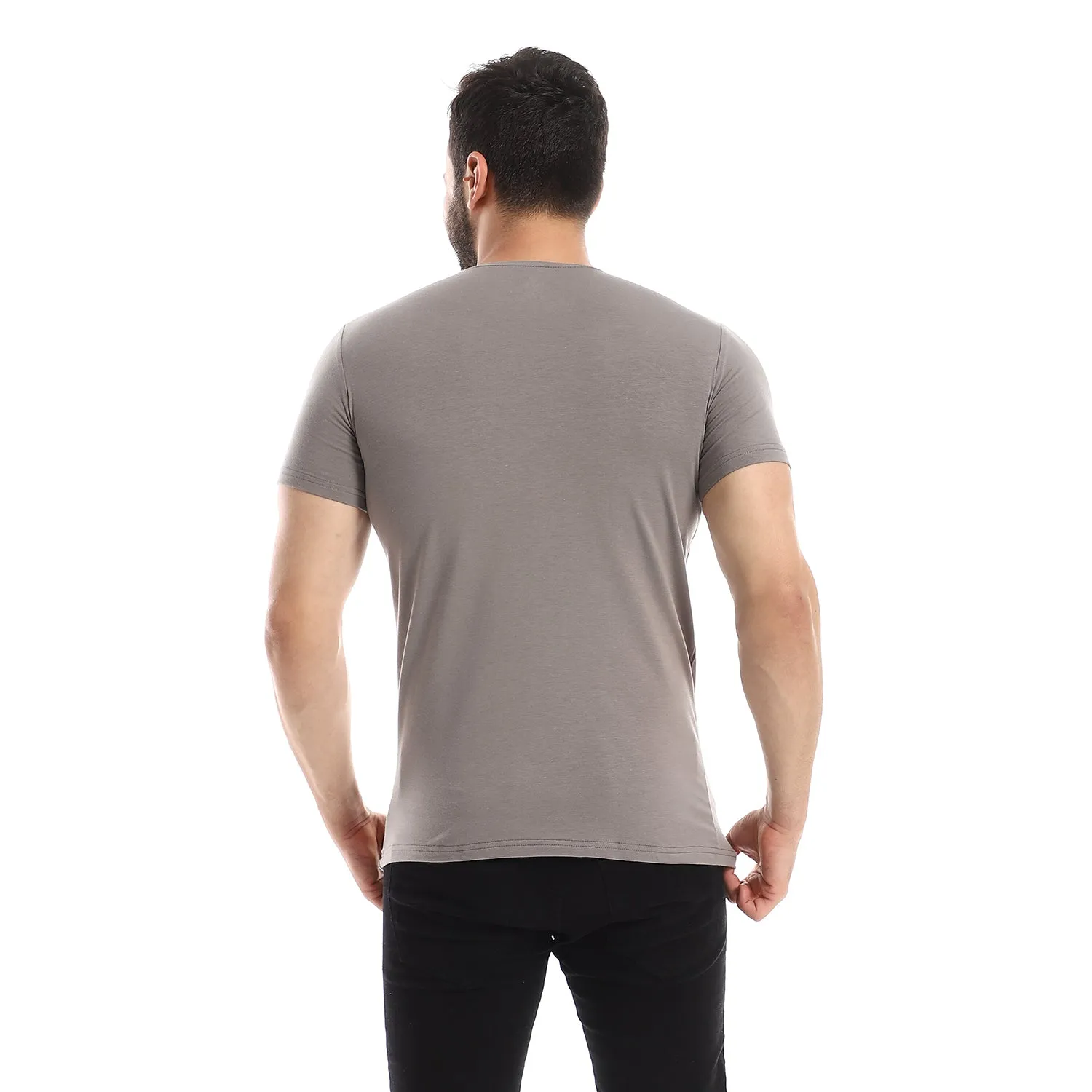 Short Sleeve Undershirt Round Neck For Men - Grey