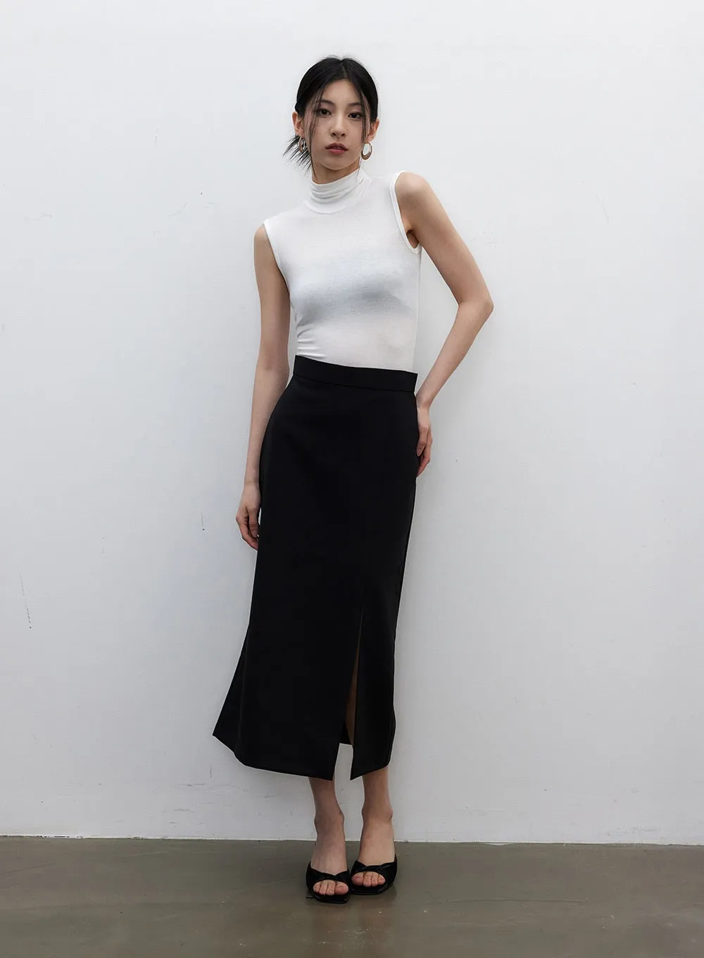 Sleeveless Mesh Turtleneck IY326