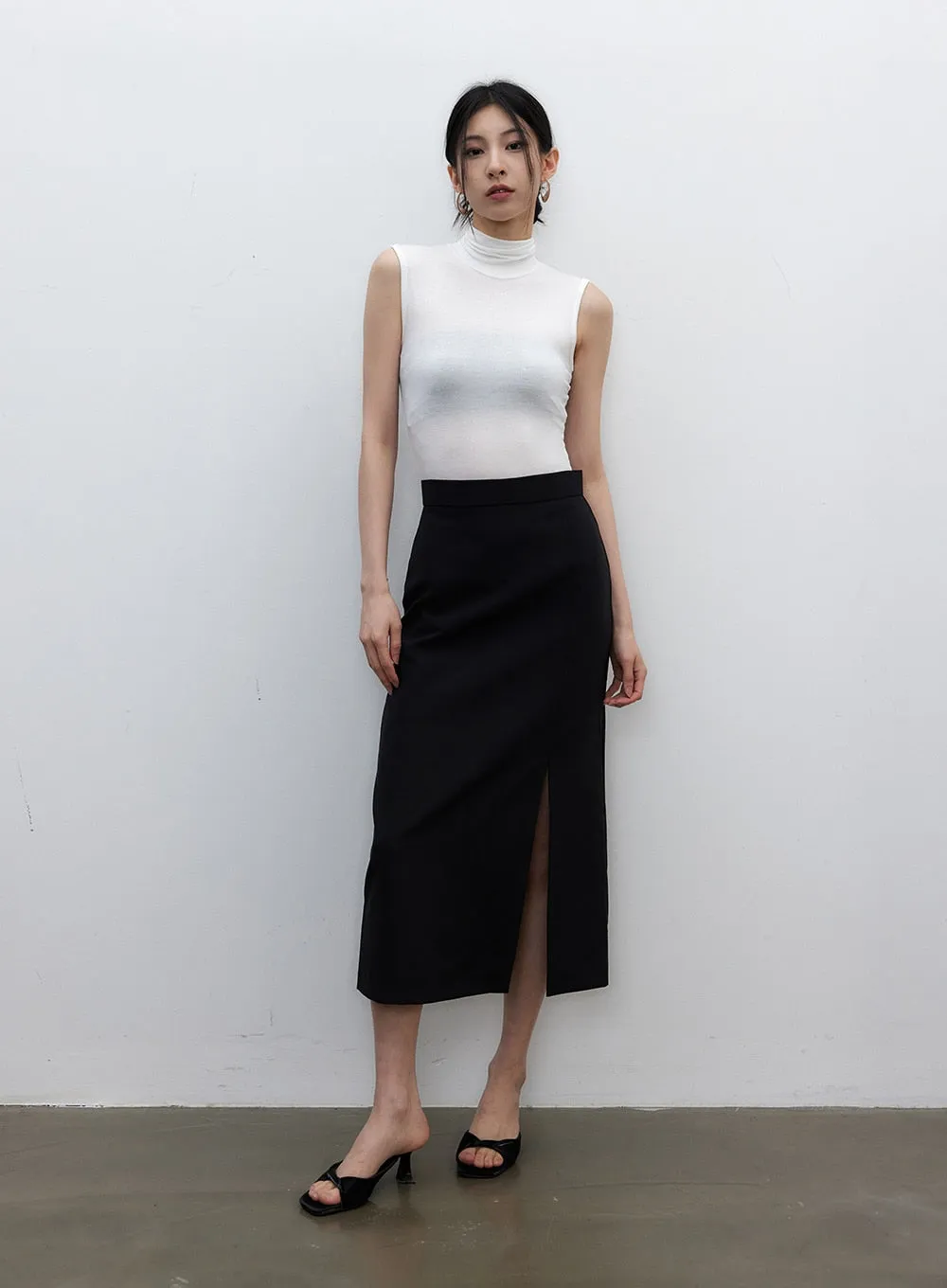 Sleeveless Mesh Turtleneck IY326