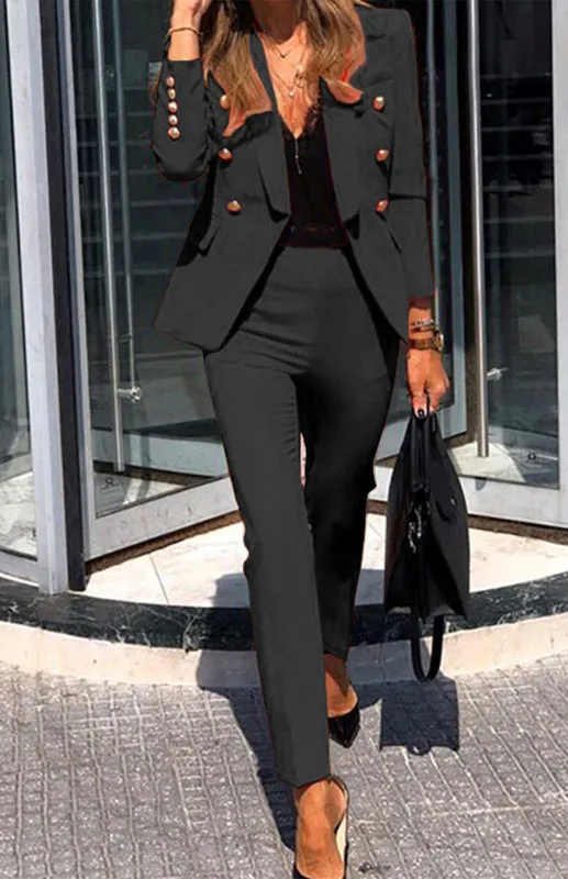 Solid Color Fashion Two-Piece Suit