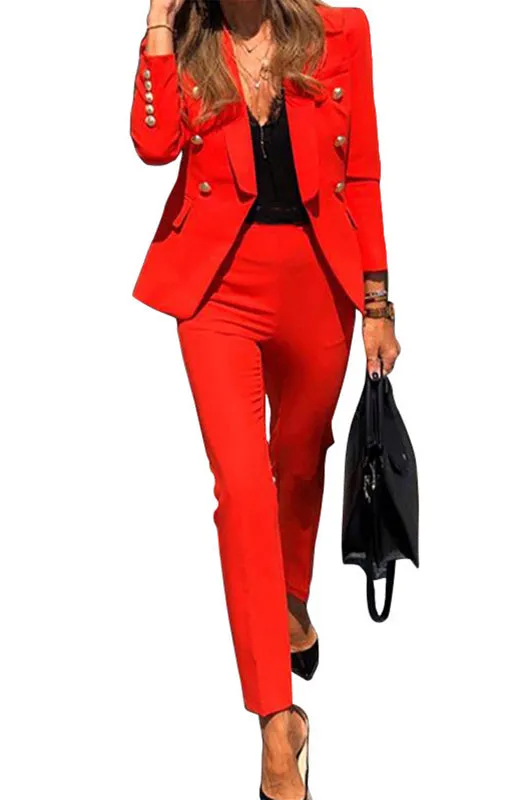 Solid Color Fashion Two-Piece Suit