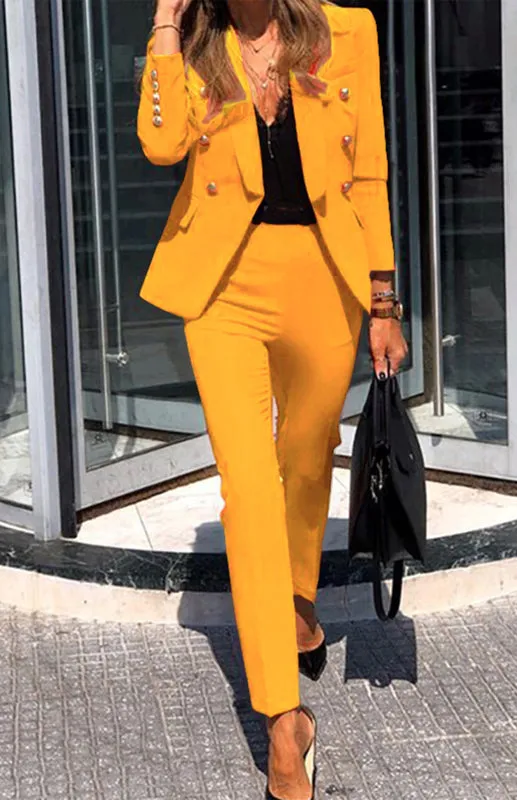 Solid Color Fashion Two-Piece Suit