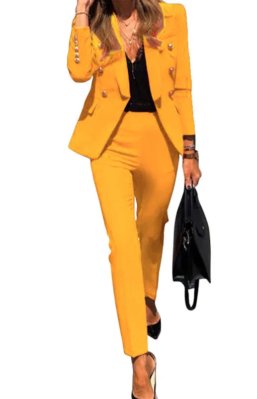 Solid Color Fashion Two-Piece Suit