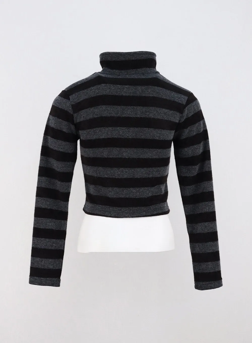 Stripe Zip-Up Turtleneck Knit Top CO319