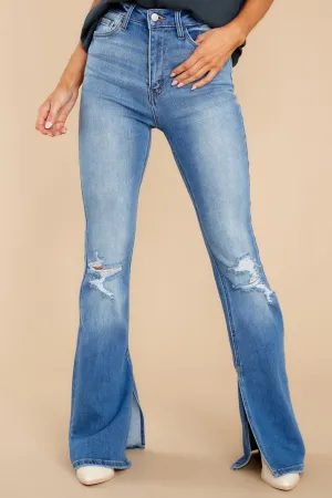 Surprise Them Medium Wash Distressed Flare Jeans