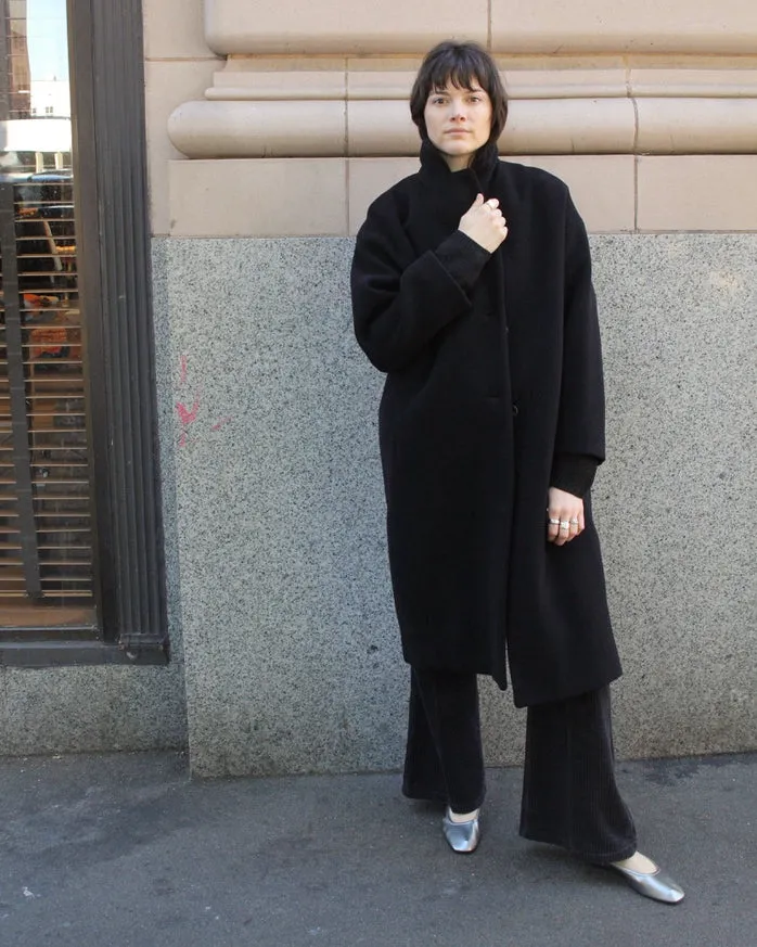 T-Coat Black Wool Overcoat