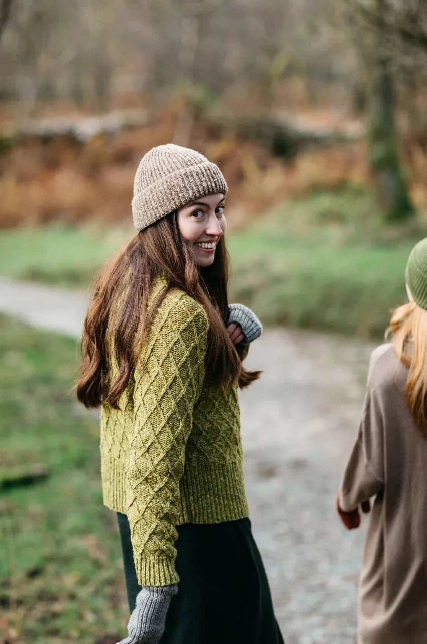 The Blisco Donegal Aran Sweater in Lime