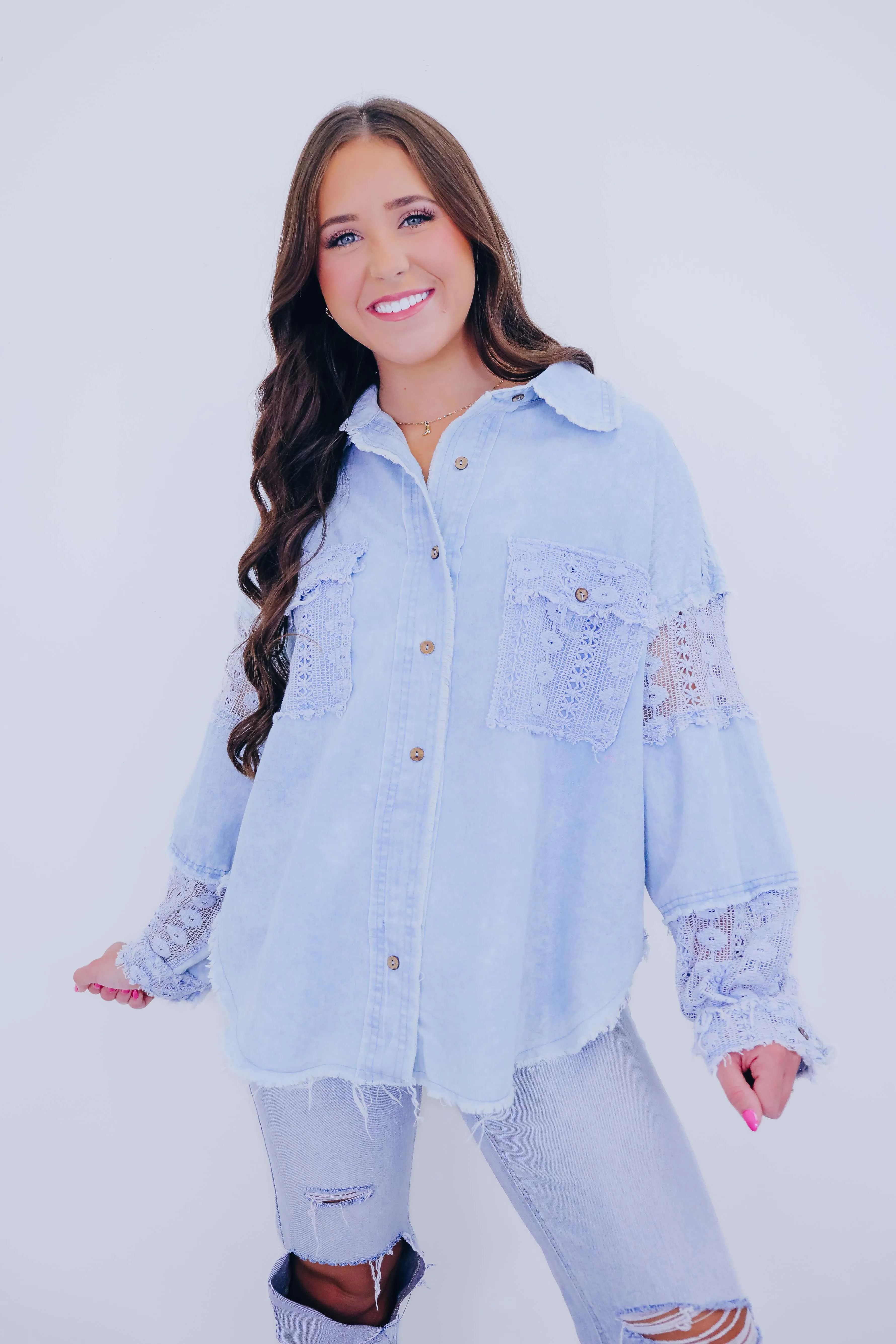 Tia Cotton Crochet Lace Shacket - 2 Colors