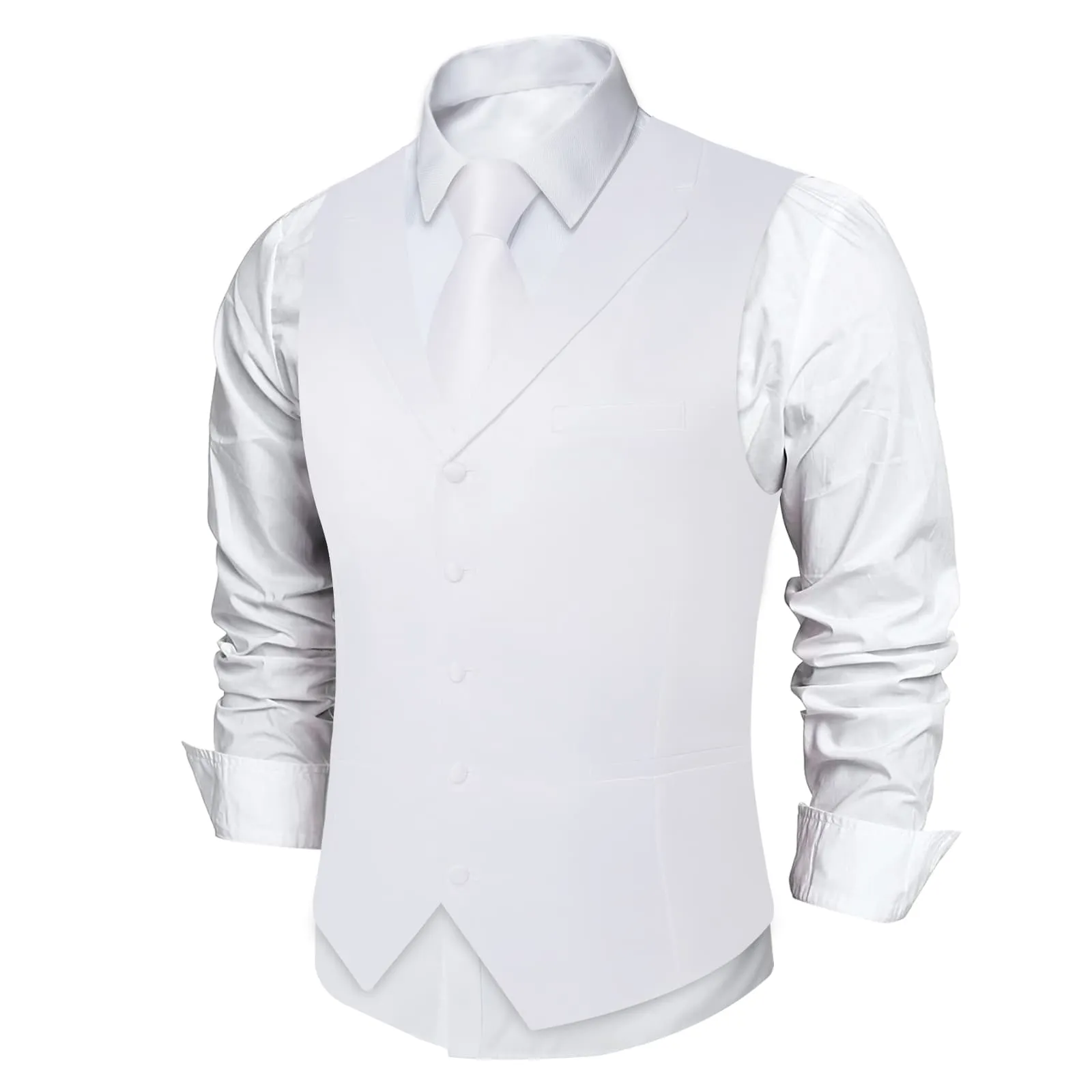 Ties2you Dress Vest Munsell White Solid Notched Collar Silk Mens Vest for Wedding