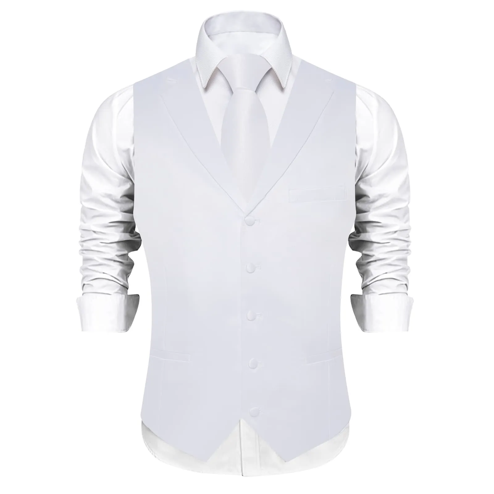 Ties2you Dress Vest Munsell White Solid Notched Collar Silk Mens Vest for Wedding