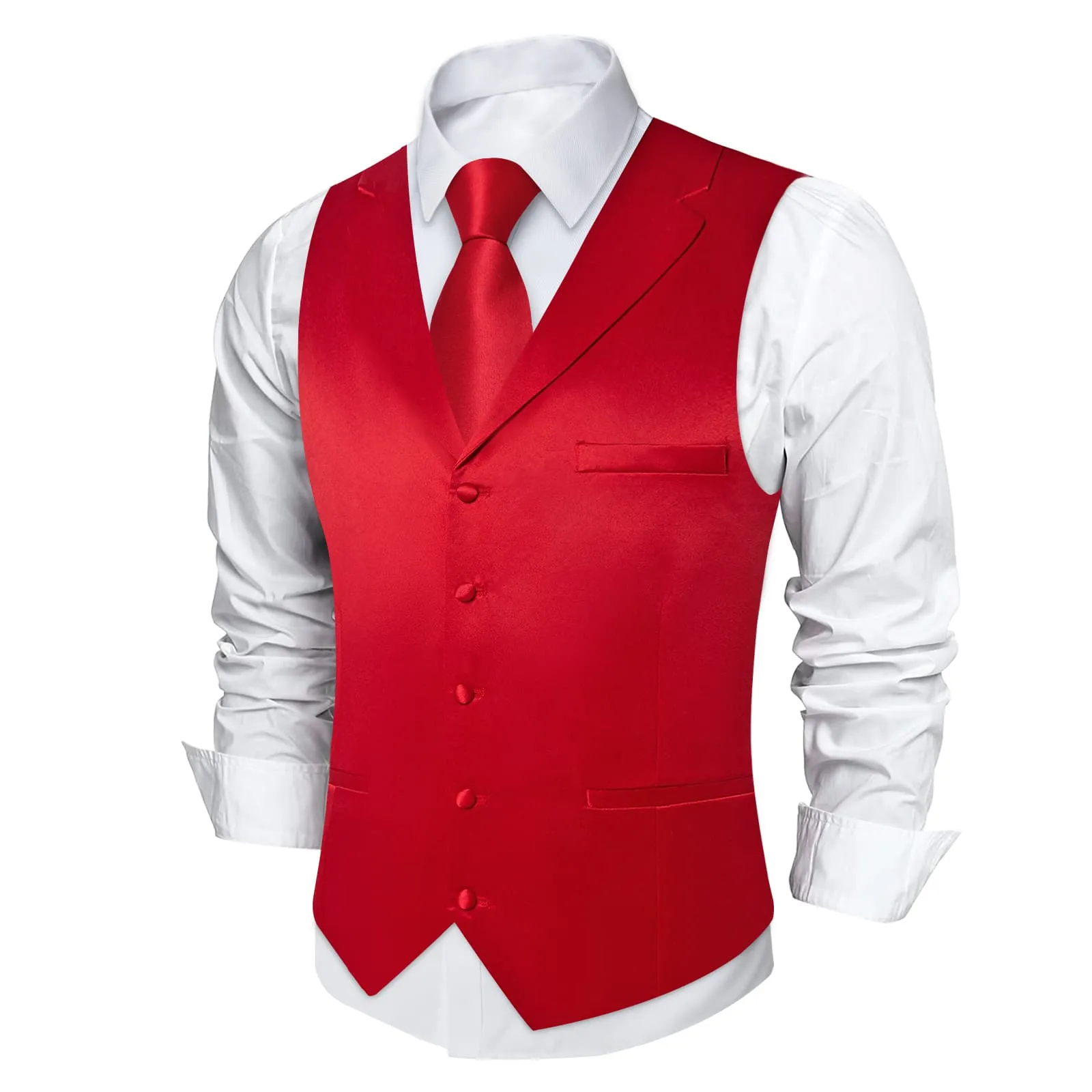 Ties2you Dress Vest Rose Madder Red Solid Notched Collar Silk Mens Vest for Wedding