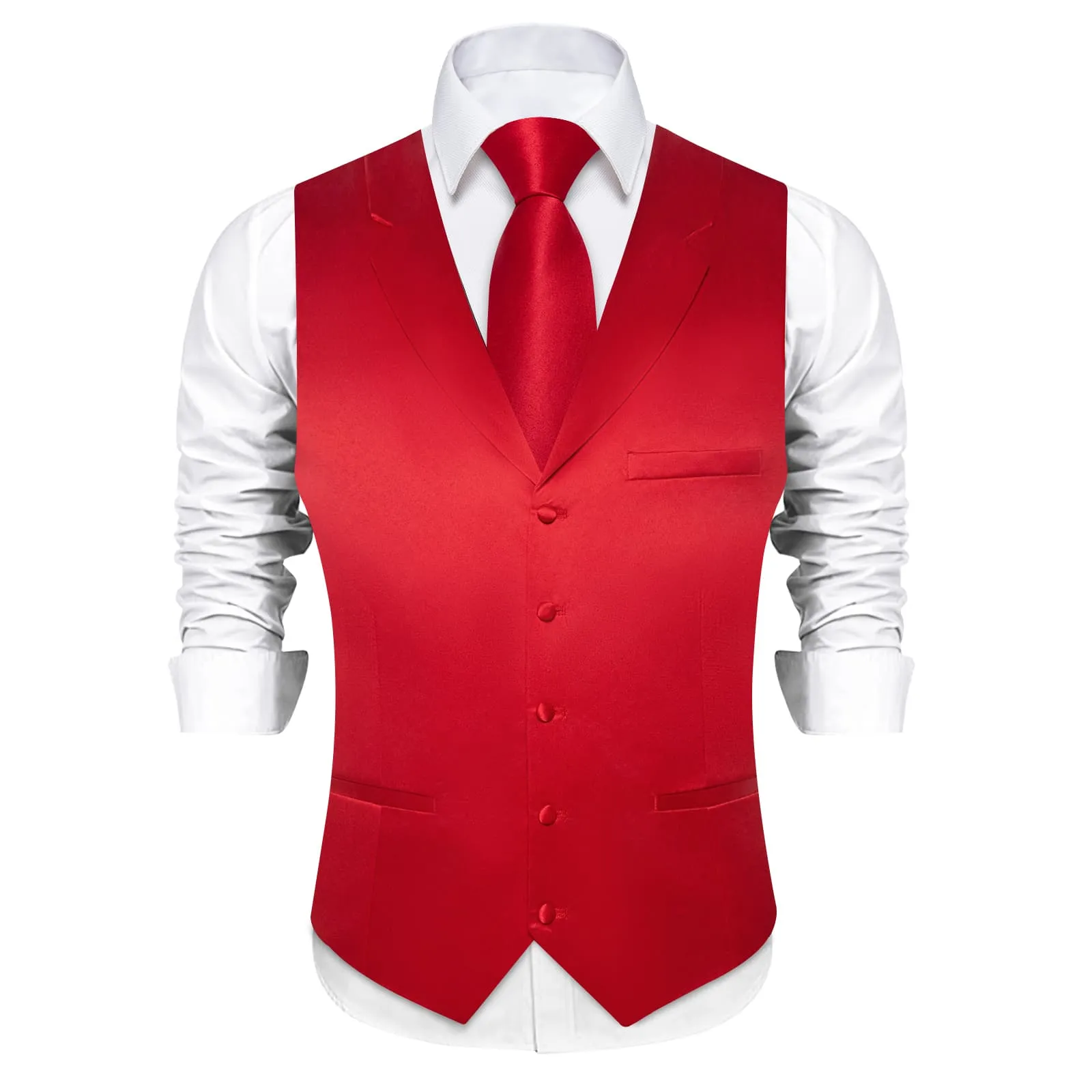 Ties2you Dress Vest Rose Madder Red Solid Notched Collar Silk Mens Vest for Wedding