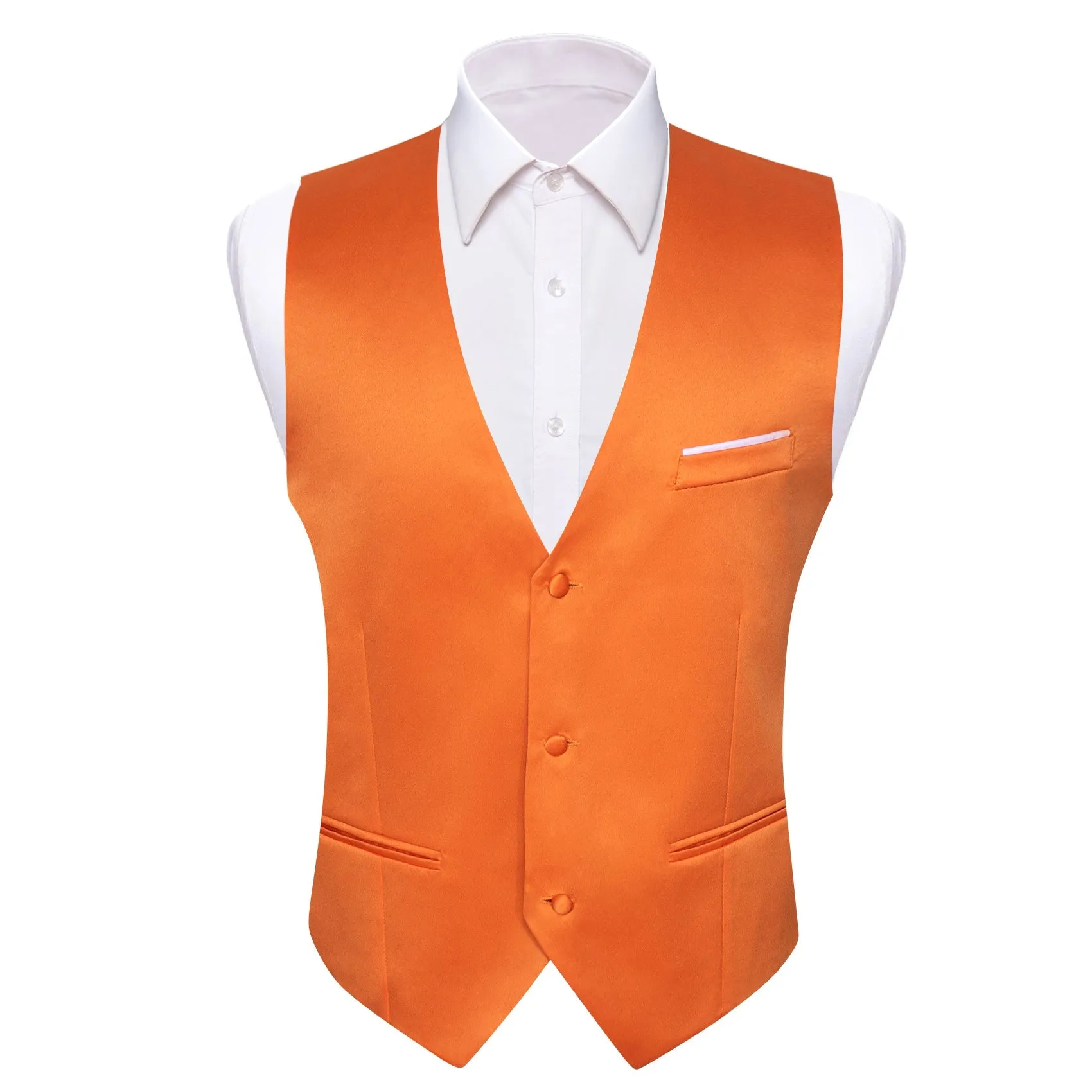 Ties2you Men's Vest Orange Solid Silk Vest Bow Tie Set Waistcoat Suit Set